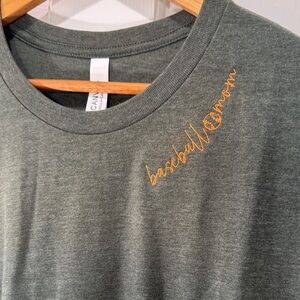 Gildan Olive embroidered Baseball Mom Tee